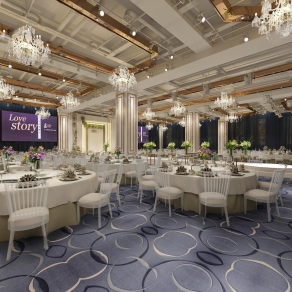 简欧婚礼酒店宴会厅3D模型下载